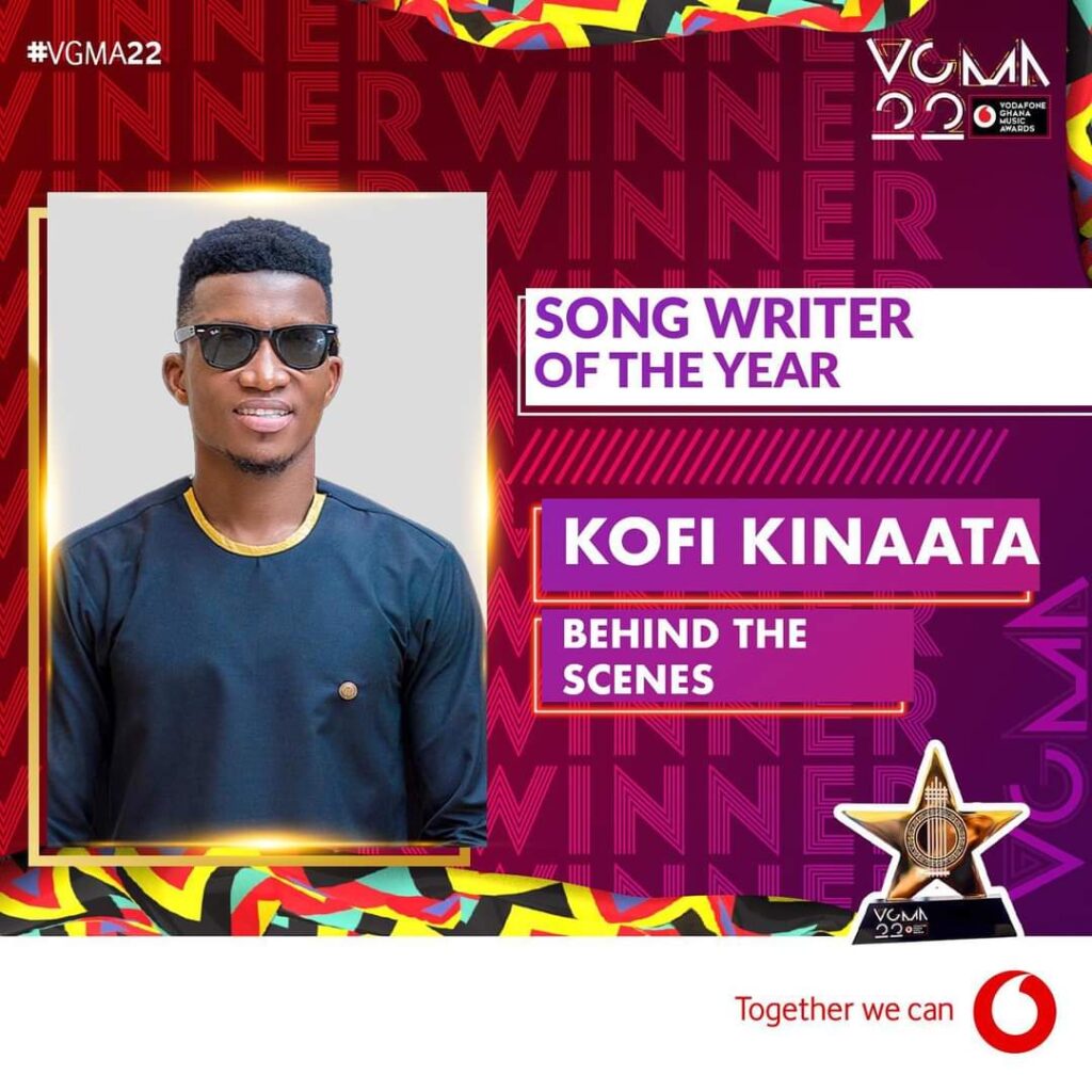 VGMA 2021: Kofi Kinaata wins ‘Songwriter of the Year’ for the 4th Time 2 Kofi Kinaata