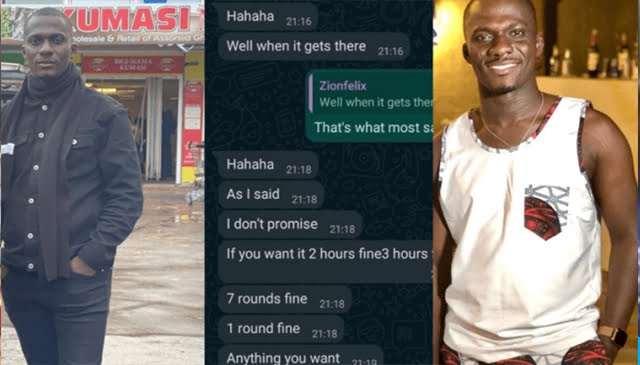 I Can Chop You Seven Rounds Nonstop -Zionfelix Alleged Chat With Side Chic 2 Zionfelix