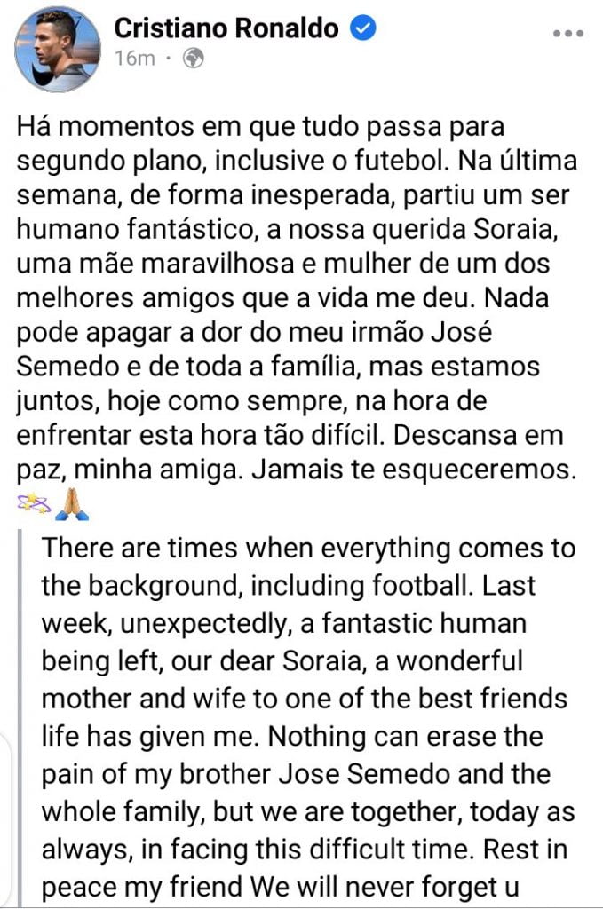 Cristiano Ronaldo Takes This Sad News That Happened To His Best Friend To Social Media 3 Cristiano Ronaldo