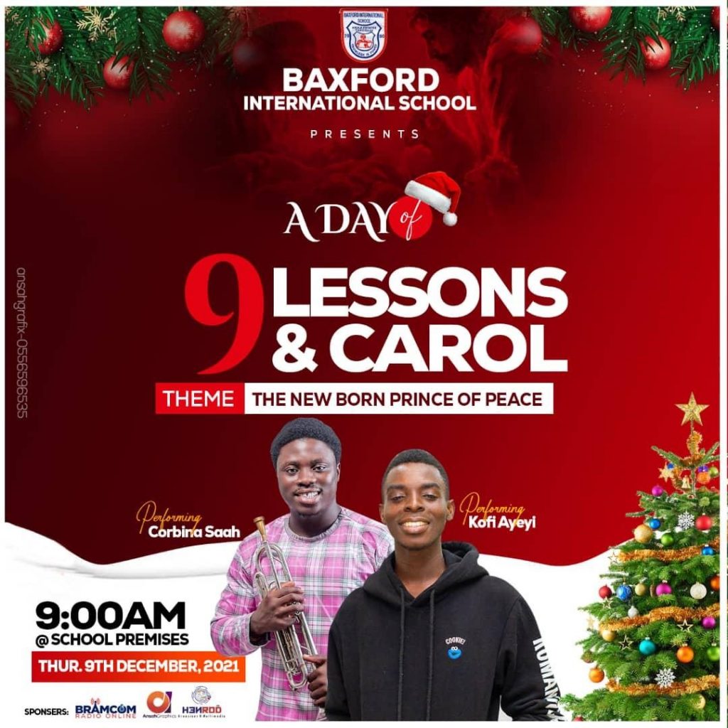 Takoradi: Baxford Int School is set to organize its maiden Carol Day Service on Dec 9. 3 Takoradi Baxford Int School is set to organize its maiden Carol Day Service on Dec 9