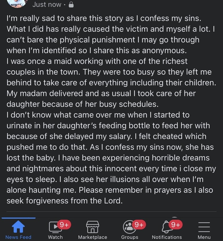 A Lady Reveals Why She Fed Her Madam’s Daughter With Her Urine (DETAILS) 3 Lady confesses 1