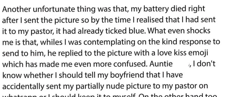 "Confused" - I Mistakenly Sent My "Nude Pic" To My Pastor Instead Of My Boyfriend And He Replied 3 Pastor