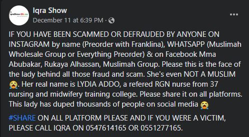 Ghanaian Nurse, Lydia Addo was busted for allegedly duping people through her online business 3 iqra