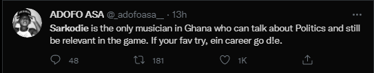 Sarkodie Is The Only Musician Who Can Be Political And Still Be Relevant In The Game - Fan Says 3 sarkodie and npp