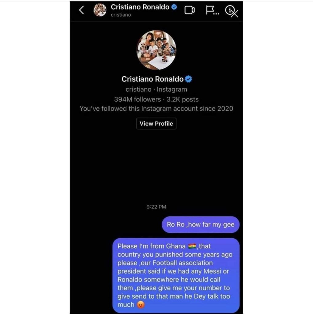 Ghanaian Reports GFA to Cristiano Ronaldo On Instagram (READ MORE) 3 Cristiano Ronaldo