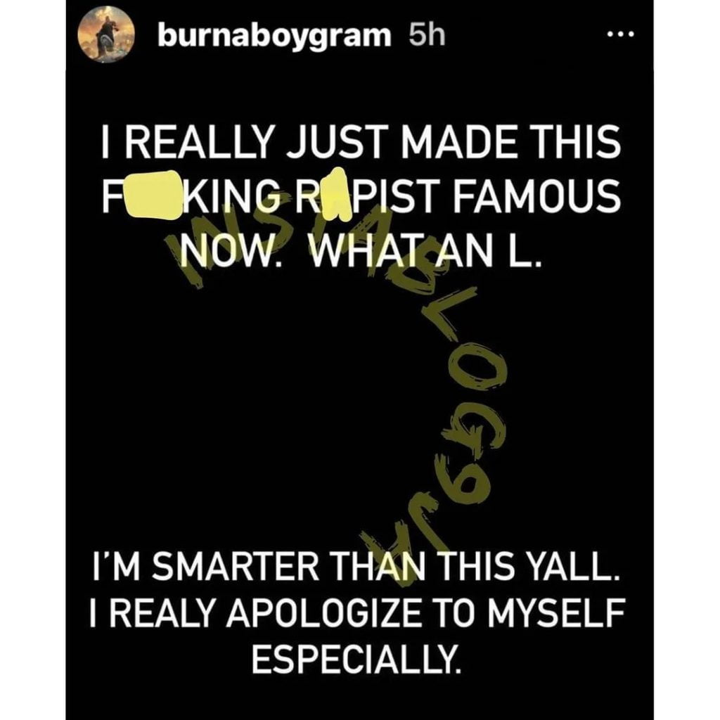 Burna Boy Apologizes To Everyone As He Bow Out Of Fight With Shatta Wale 4 apologize
