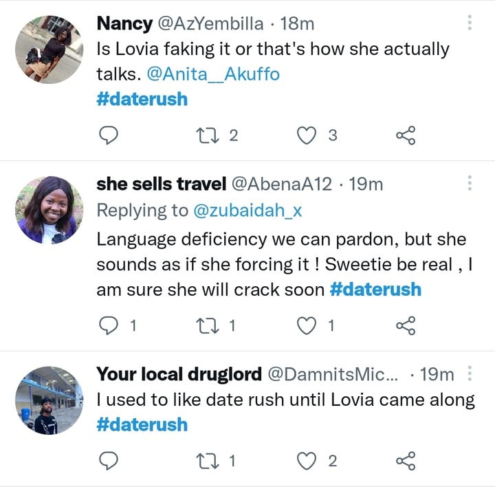 Netizens Advise Lovia of Date Rush To Get Off The Show Because of Her Bad English 4 Date Rush