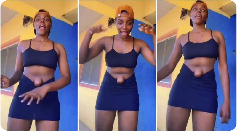 Lady Causes Shakes Social Media As She Flaunts Her Unusual Belly Button [Watch]