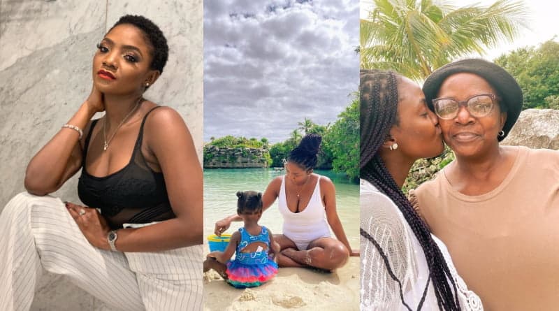 Netizens React To Lovely Pictures And Video Simi Posted With Her Husband, Child, And Mother 2 Simi