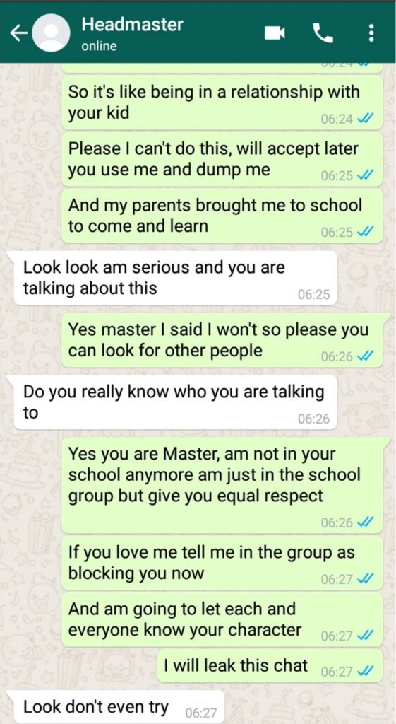 Your Kids Are Even Older Than Me’- Schoolgirl Leaks Chat Of Headmaster Proposing To Her 5 leak chat3