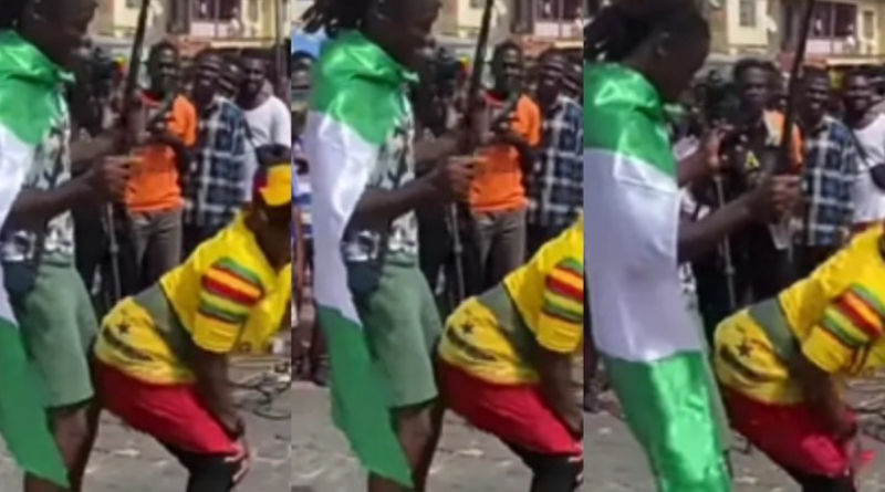 Watch A Moment A Nigerian Grind A Ghanaian Lady Ahead Of The World Cup Playoff 2 Ghana and Nigeria
