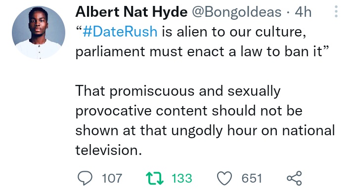 Parliament Must Pass A Bill To Ban Date Rush, It Is An Alien To Our Culture - Albert Nat Hyde 3 eeeeeeeeeeeeee
