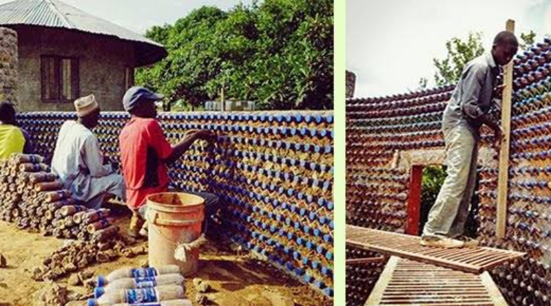 Nigerian man builds a house with 14,800 plastic bottles in Kaduna (Photos) 2 plastic bottles