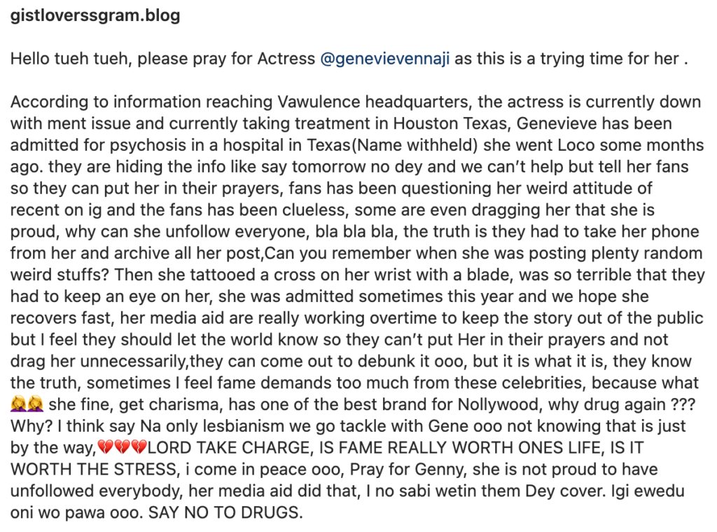 'Genevieve Nnaji Is A Lesbian & Doing Drugs' – Top Nigerian Blogger Alleges 2 Screenshot 2022 05 10 at 9.56.32 PM