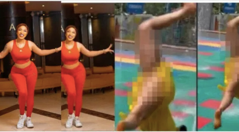 Tonto Dikeh mistakenly shows her big t0t0 in the air after somersaulting – WATCH 2 Tonto Dikeh