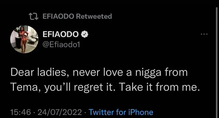 "Never Love a Nigga From Tema, You Will Regret It" - Efia Odo Cautions Ladies 3 efia odo post