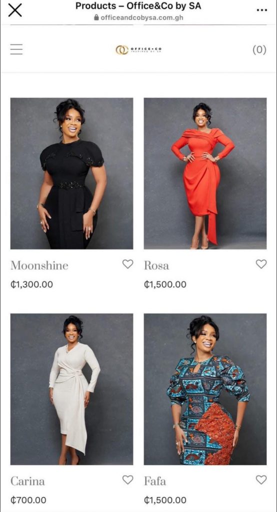 Serwaa Amihere’s Clothing Brand Prices Pop Up Online (Ghanaians React) 3 Serwaa Amihere’s Clothing Brand