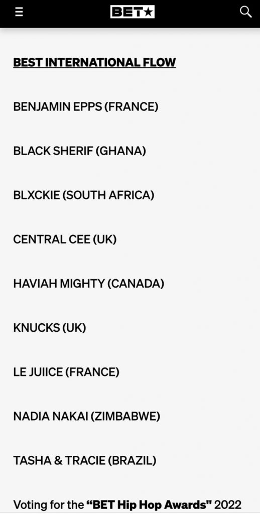 Black Sherif Gets Nomination For BET 2022 3 Black Sherif