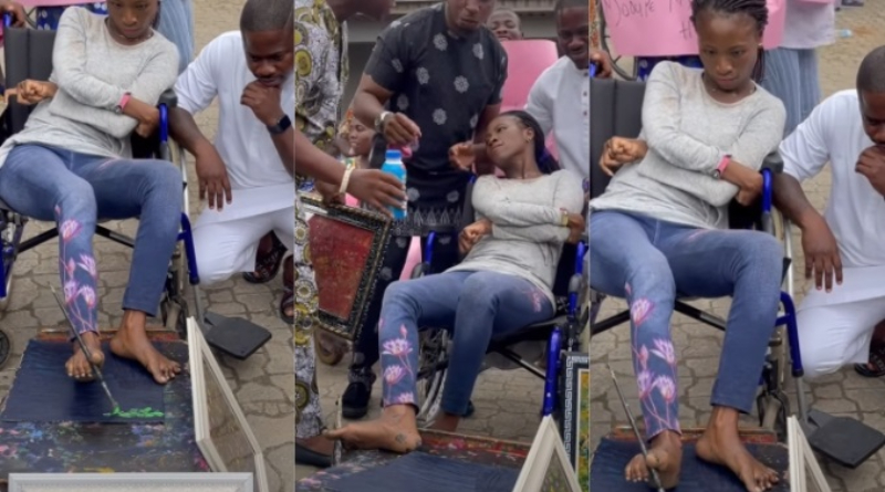 God Is Wonderful” – See Video Of A Disabled Lady Drawing With Her Legs (Watch) 2 Drawing With Her Legs
