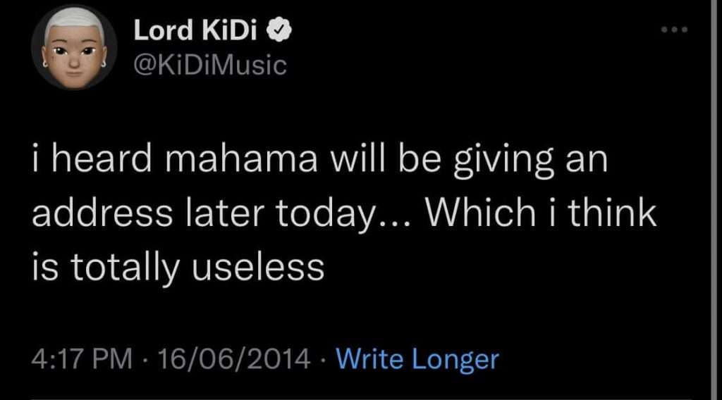 “Mahama is useless” – KiDi said, Called Out For His Past Tweets