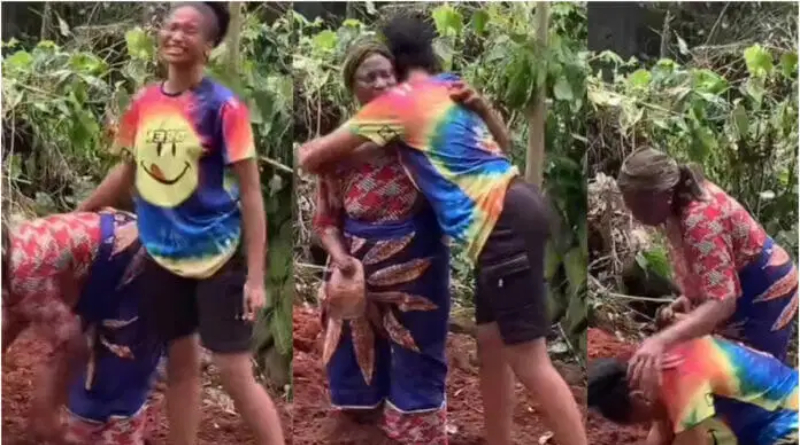 Lady breaks down in tears as she sees her mum working on the farm (Video) 2 Lady breaks down in tears