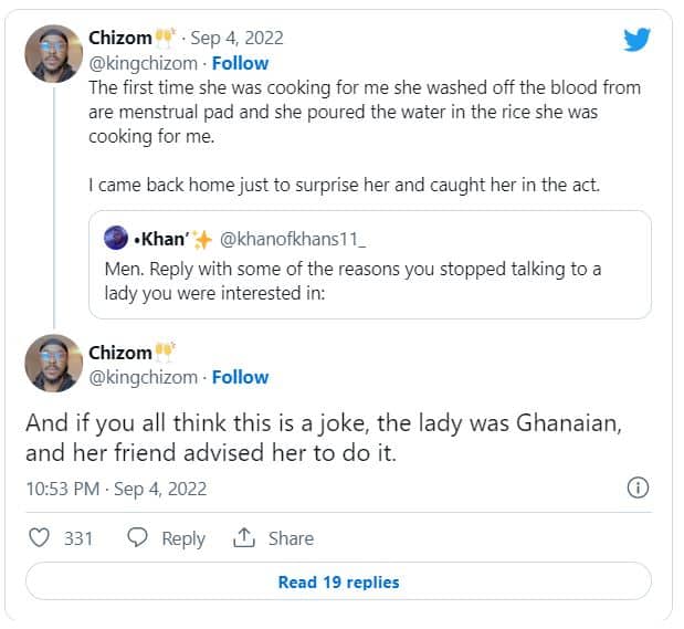 Nigerian Man Explained What He Did After He Caught His Ghanaian Girlfriend Using Her Menstrual Blood To Cook For Him (PHOTO) 3 Ghanaian Girlfriend