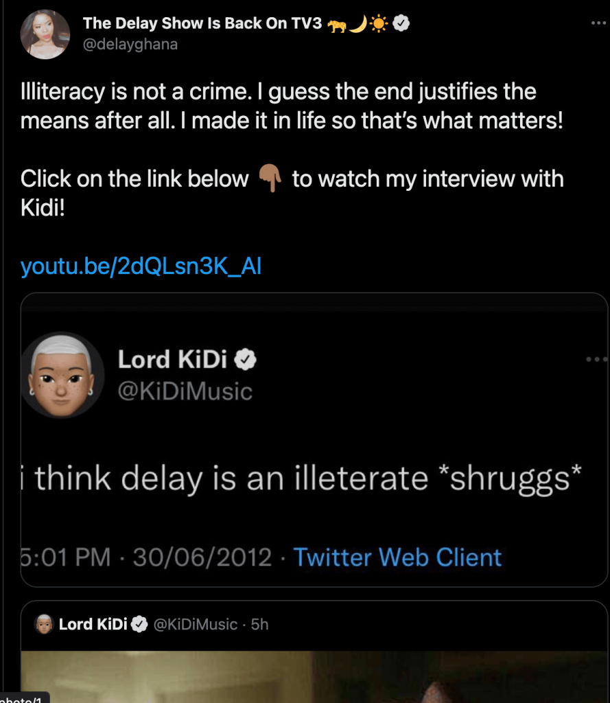 Delay reacts emotionally to the tweet of Kidi calling her an “illiterate”