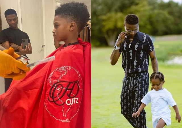 Momentous Scene Captured As Wizkid Takes His Son For A Classy Haircut 2 1665236163823