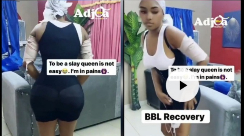 Watch: “I’m in serious pain; To be a Slay Queen is not easy” – Lady recovering From BBL says 2 Lady recovering From BBL