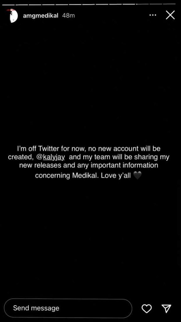 Medikal Reacts After His Twitter Account Gets Suspended - Avows To Stay Off The Platform 3 1668045366199