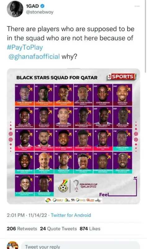 Qatar 2022: Stonebwoy Accuses GFA Officials Over Unscrupulous Selection Of Players For The Upcoming Tournament 3 1668445688187
