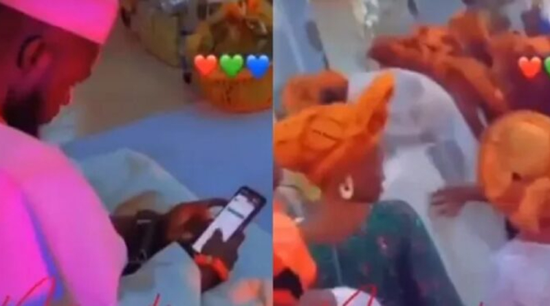 Groom was captured placing bets during his wedding ceremony
