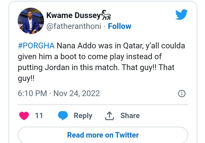 "It's All His Fault" - Ghanaians Excoriate Akufo-Addo As They Blame Him For Black Stars' Loss Against Portugal 5 Screenshot 20221124 234926