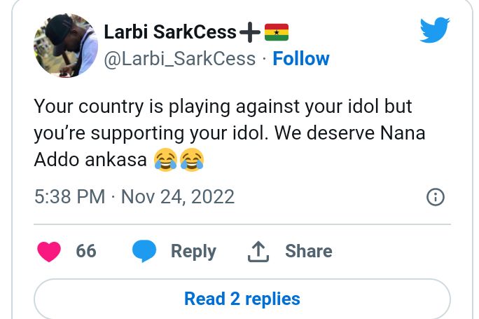 "It's All His Fault" - Ghanaians Excoriate Akufo-Addo As They Blame Him For Black Stars' Loss Against Portugal 8 Screenshot 20221124 234953