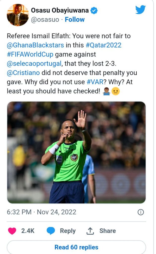 Ghanaians Request FIFA To Query Referee Ismail Elfath's Penalty To Portugal 3 Screenshot 20221125 1445412