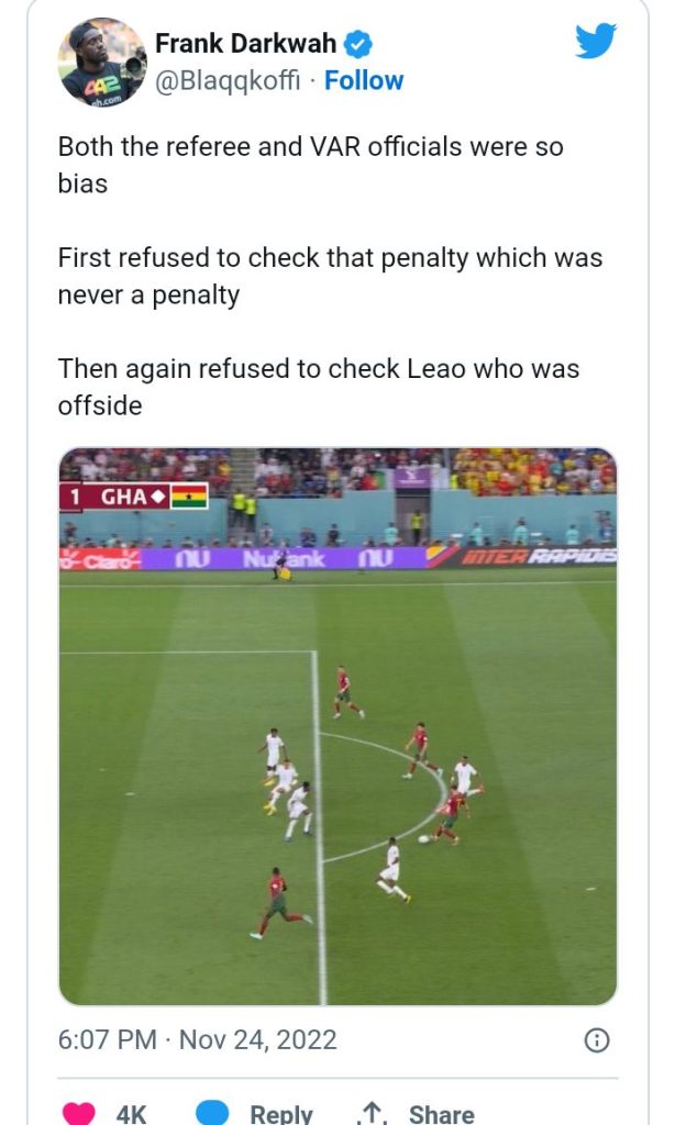 Ghanaians Request FIFA To Query Referee Ismail Elfath's Penalty To Portugal 4 Screenshot 20221125 144625