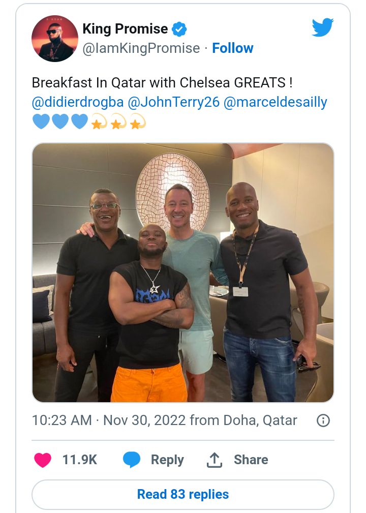 King Promise Rubs Shoulders With Legendary Chelsea Stars In Qatar 2 Screenshot 20221130 214833