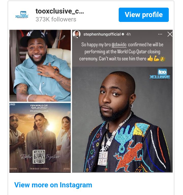Davido Announces His Return To Music With Performace At World Cup Closing Ceremony On December 18th 2 Screenshot 20221208 123058