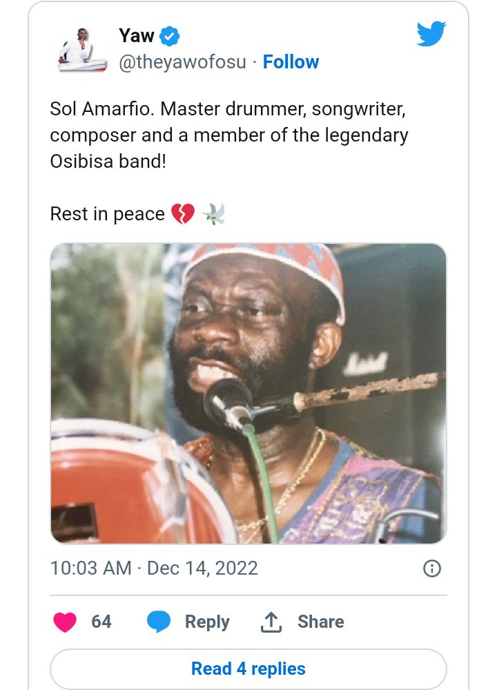 Legendary Drummer Sol Amarfio, Of Osibisa Music Band Reportedly Dies At Age 84 2 Screenshot 20221215 001550