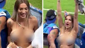 Female Argentina Fan Goes Topless