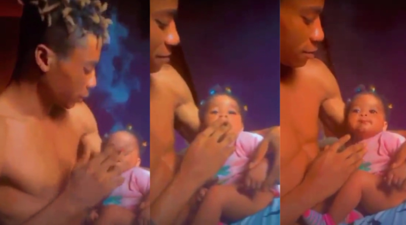 <strong>Father smokes weed with baby daughter; Video goes viral</strong> 2 Father smokes weed with baby