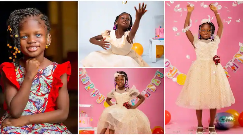 Chogtaa: Beautiful Ghanaian Girl With Blue Eyes Celebrates 7th Birthday With Charming Photos 2 Ghanaian Girl With Blue Eyes