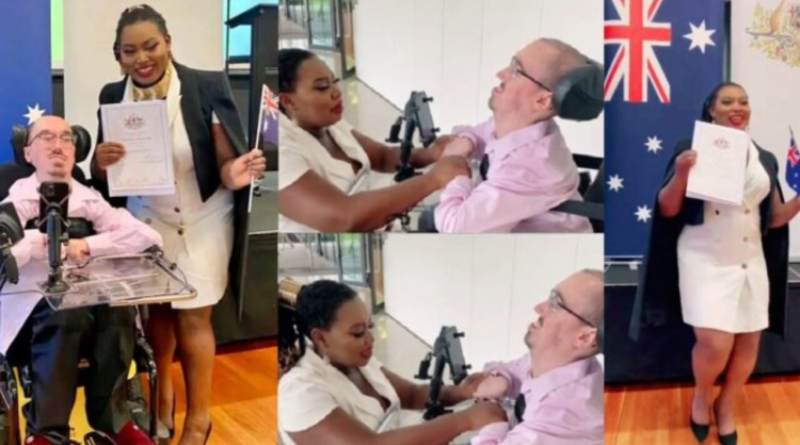 African woman flaunts her disabled hubby online after receiving Australian citizenship