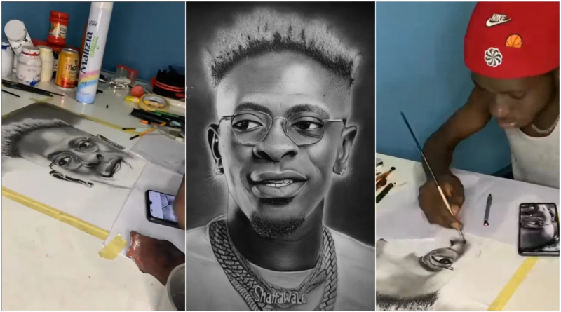 Netizens Applaud Talented Man for His Amazing Pencil Drawing of Shatta Wale 2 Shatta Wale