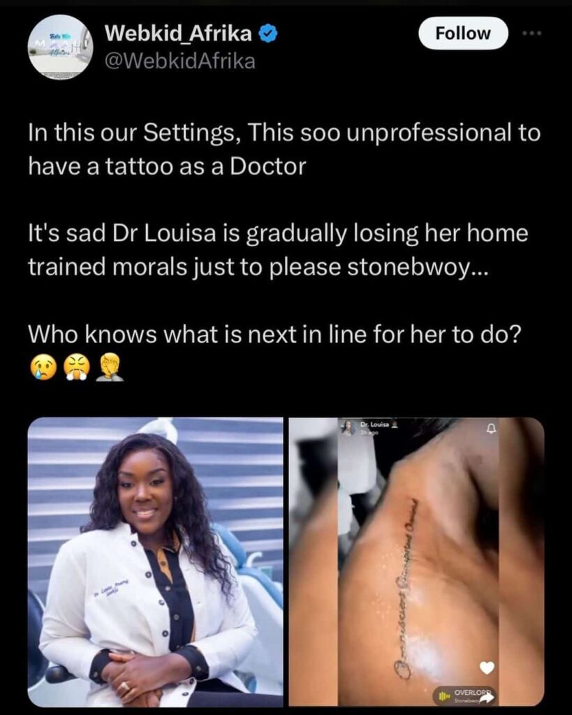 Social media users mock Stonebwoy's wife for getting a Tattoo 3 Social media users mock Stonebwoy's wife for getting inked