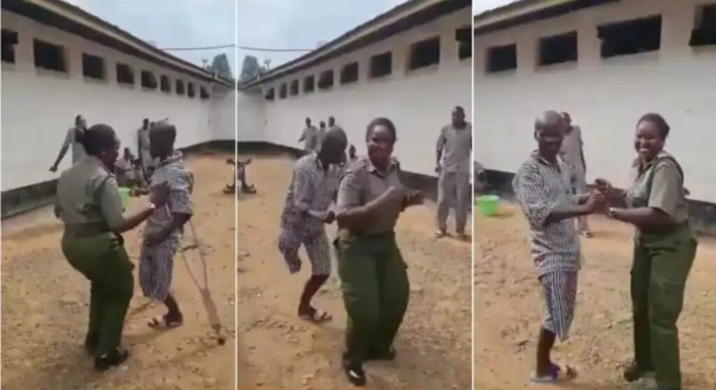 See what a female prison officer is caught doing with an inmate at the prison yard — Video 2 female prison officer