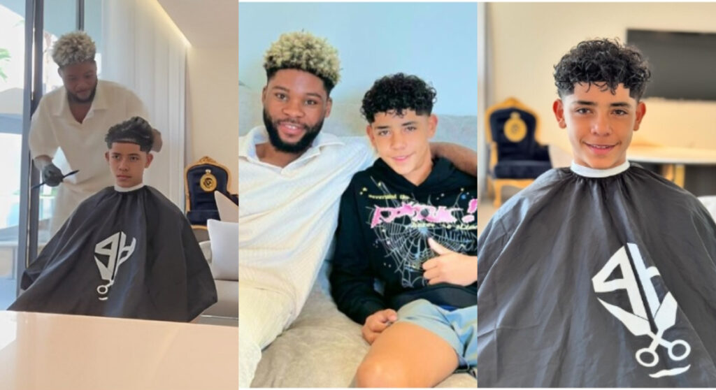 Cristiano Ronaldo's Son Bonds With Ghanaian Barber, Legacy The Barber In Video 2 Cristiano Ronaldo's Son Cristiano Jnr Bonds With Ghanaian Barber, Legacy The Barber In Video