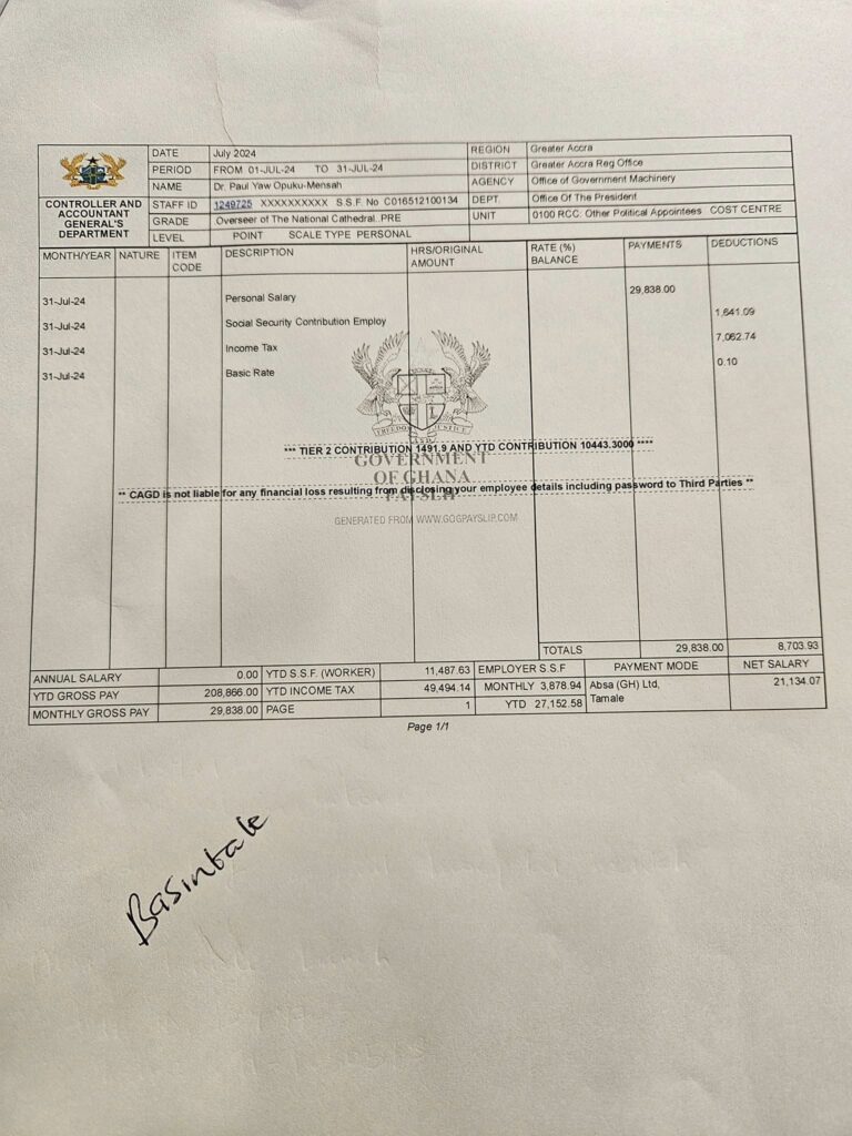 National Cathedral's Executive Secretary Payslip Surfaces: Full Details 3 National Cathedral's Executive Secretary Payslip Surfaces: Full Details