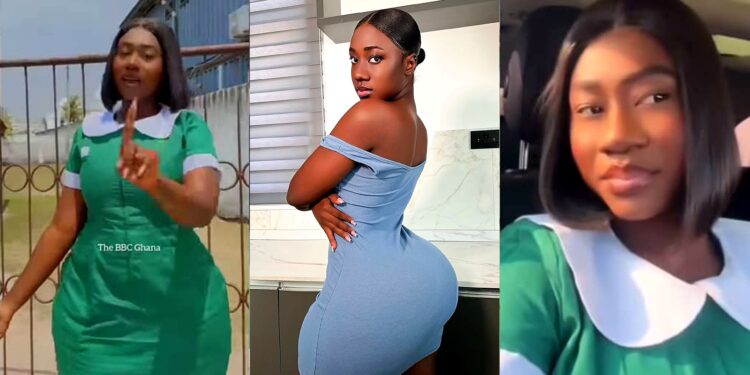 Hajia Bintu in a nursing uniform: She’ll Give Her Patients Heart Attacks From Excessive Pleasure – People’s Reactions