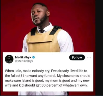 My new wife should get half of my properties, and… Before passing away, Medikal distributes his assets. 3 My new wife should get half of my properties, and… Before passing away, Medikal distributes his assets.